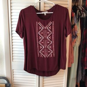 Maroon Tribal Print shirt